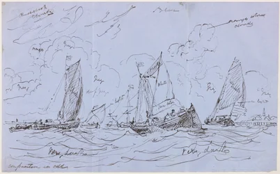 海の構成図（紙にペンとインク（青））